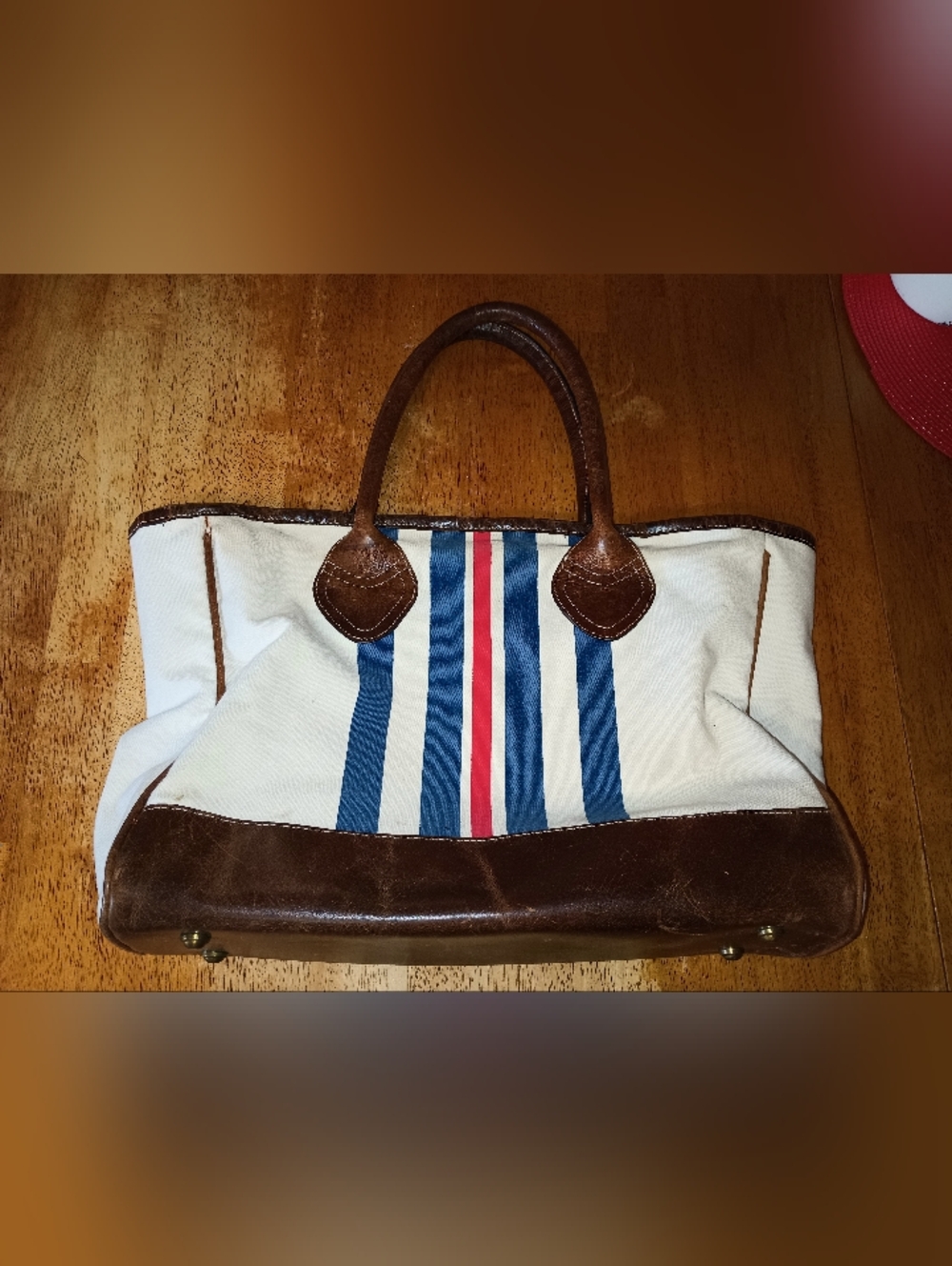 Large Canvas & Leather Tote Bag.